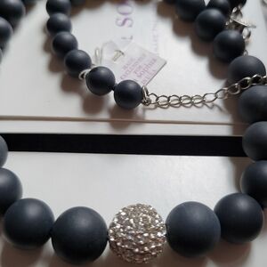 Castile Necklace Lia Sophia 91J68 NIB black beads